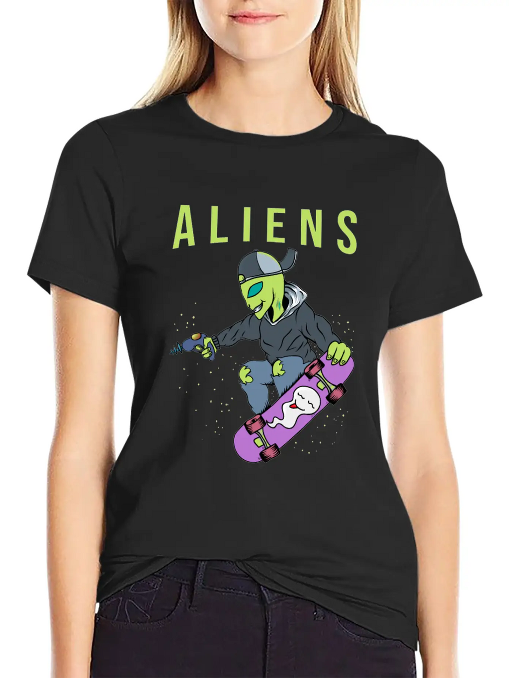 Aliens Skate Too! Breathable Soft Cotton T-Shirt – Timeless Casual Look