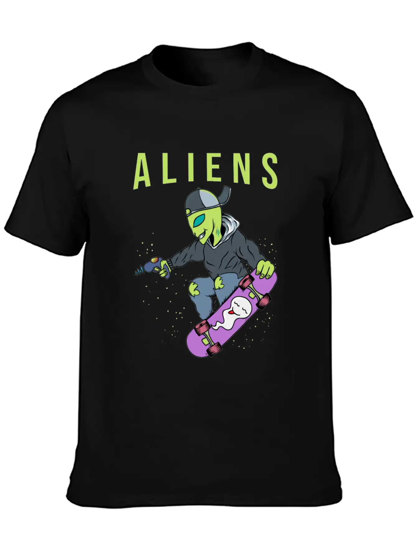 Aliens Skate Too! Breathable Soft Cotton T-Shirt – Timeless Casual Look