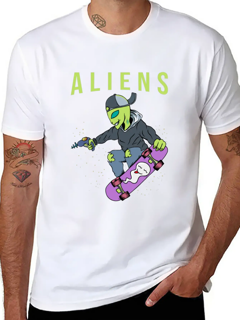 Aliens Skate Too! Breathable Soft Cotton T-Shirt – Timeless Casual Look