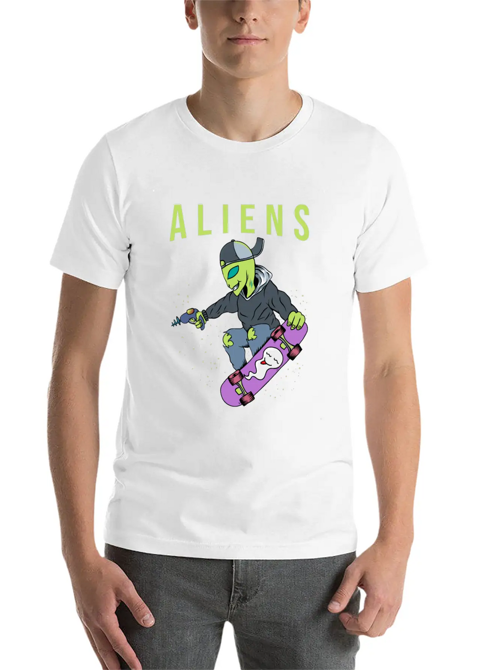 Aliens Skate Too! Breathable Soft Cotton T-Shirt – Timeless Casual Look
