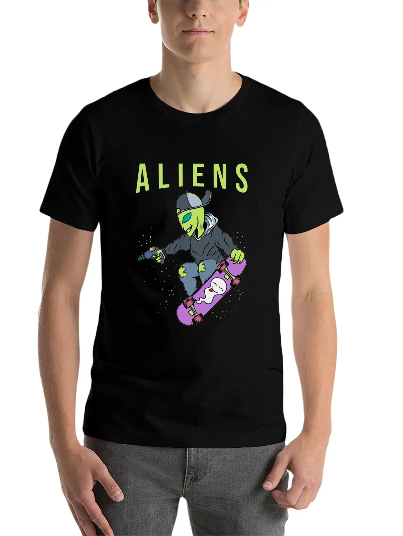 Aliens Skate Too! Breathable Soft Cotton T-Shirt – Timeless Casual Look
