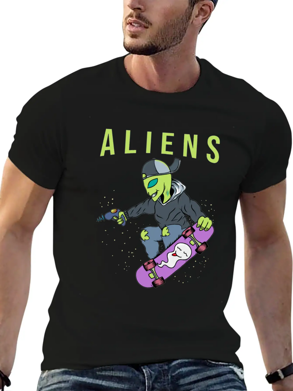 Aliens Skate Too! Breathable Soft Cotton T-Shirt – Timeless Casual Look