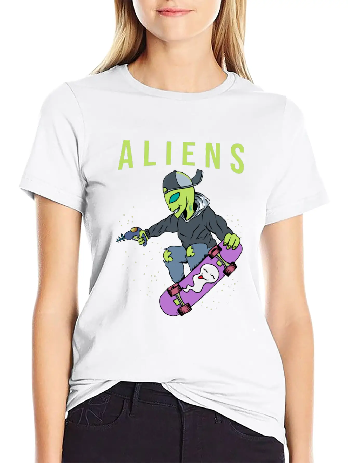 Aliens Skate Too! Breathable Soft Cotton T-Shirt – Timeless Casual Look