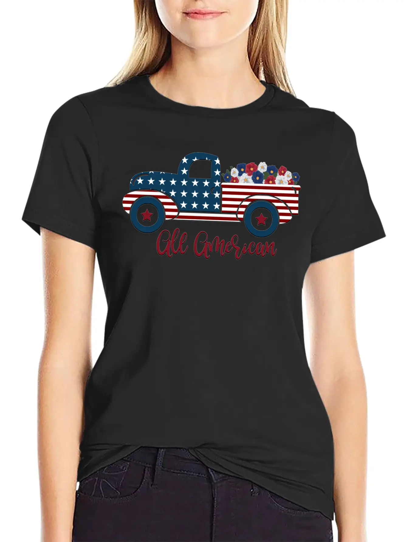 All American Pickup Truck Breathable Soft Cotton T-Shirt – Timeless Casual Look