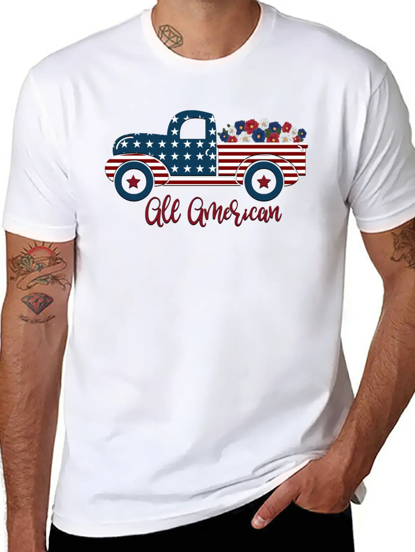 All American Pickup Truck Breathable Soft Cotton T-Shirt – Timeless Casual Look