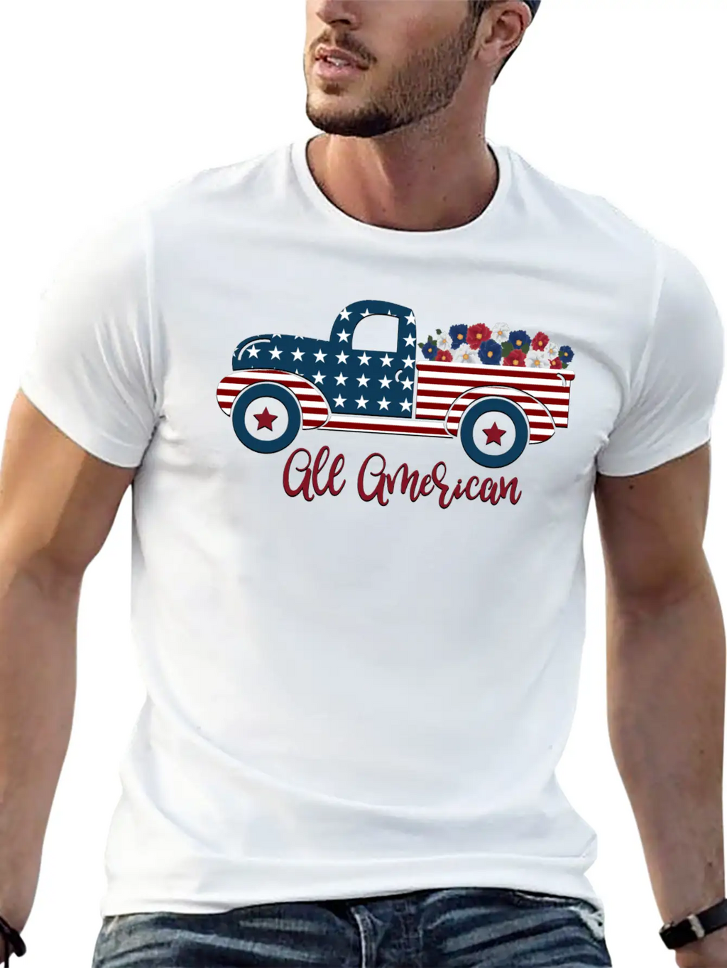 All American Pickup Truck Breathable Soft Cotton T-Shirt – Timeless Casual Look