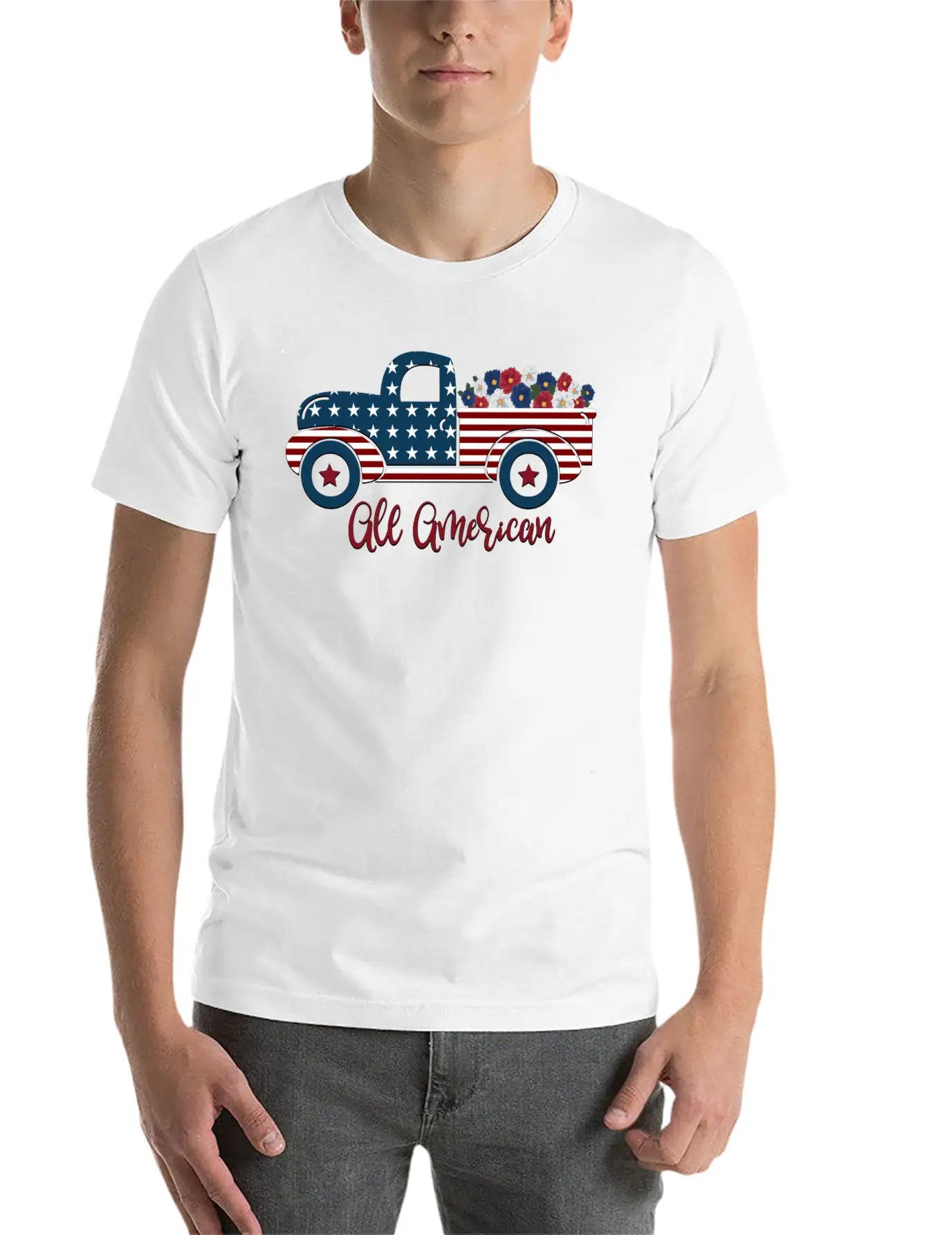 All American Pickup Truck Breathable Soft Cotton T-Shirt – Timeless Casual Look