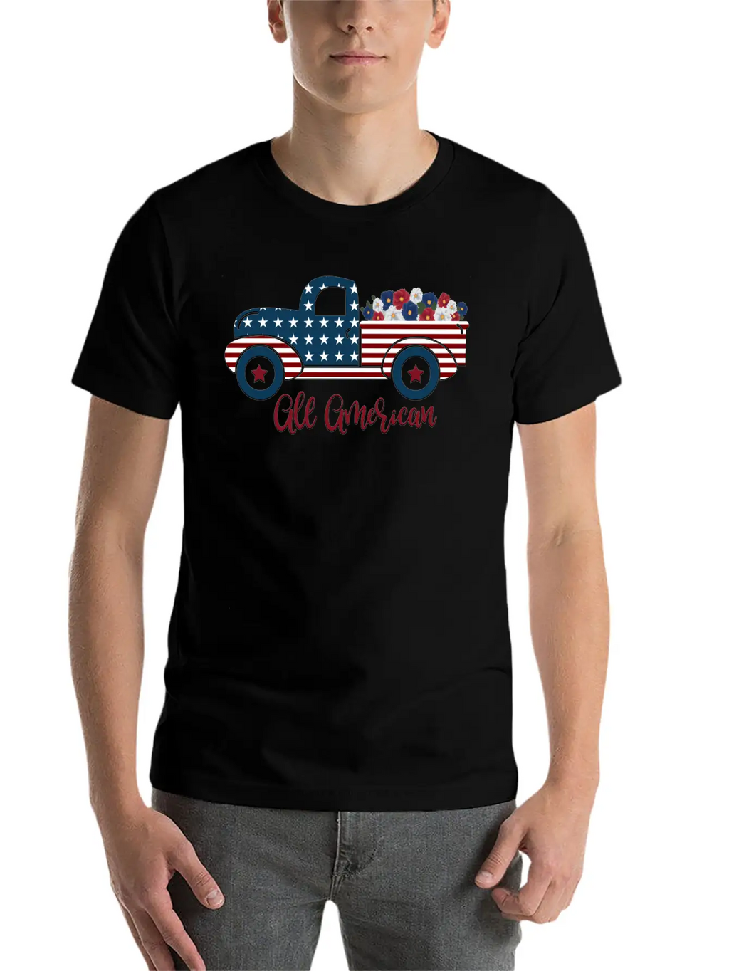 All American Pickup Truck Breathable Soft Cotton T-Shirt – Timeless Casual Look