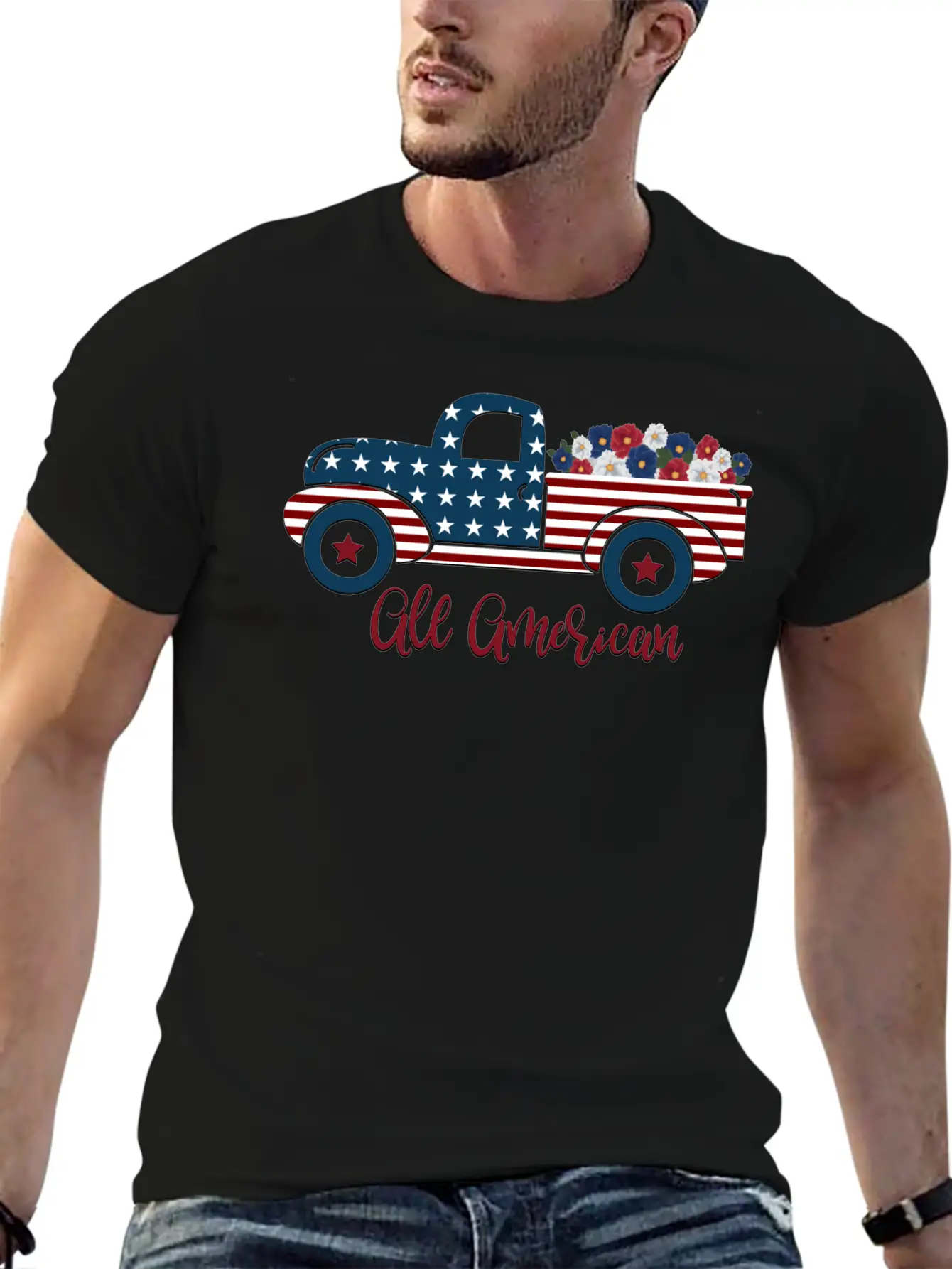 All American Pickup Truck Breathable Soft Cotton T-Shirt – Timeless Casual Look