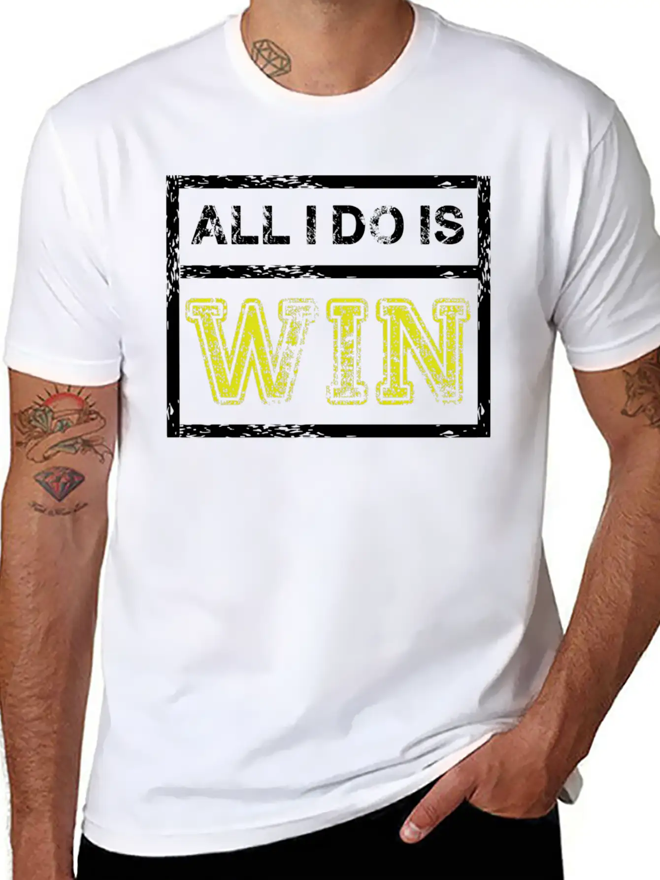 All I Do Win - Motivational Sports Athlete Quote Breathable Soft Cotton T-Shirt – Timeless Casual Look