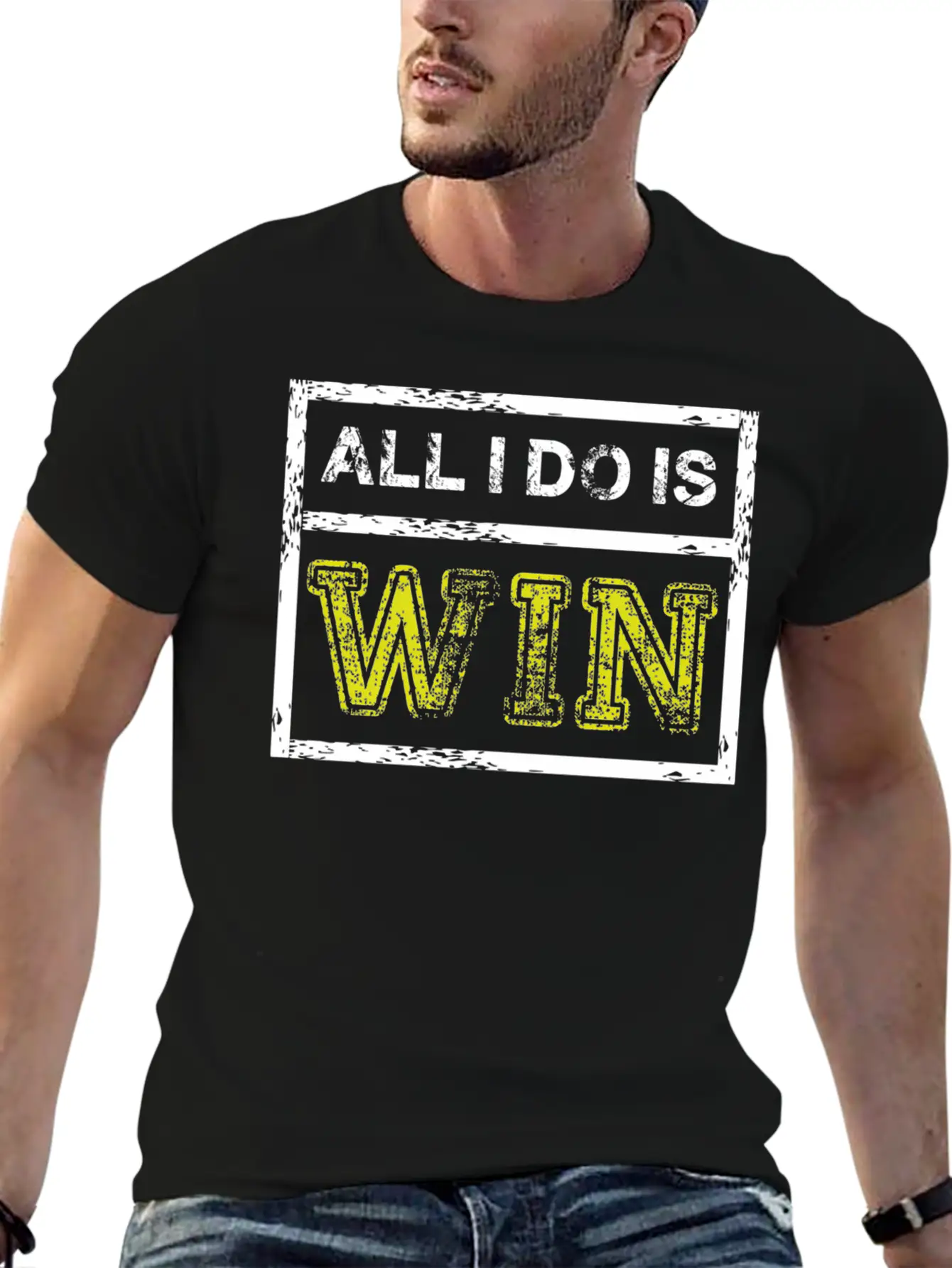 All I Do Win - Motivational Sports Athlete Quote Breathable Soft Cotton T-Shirt – Timeless Casual Look