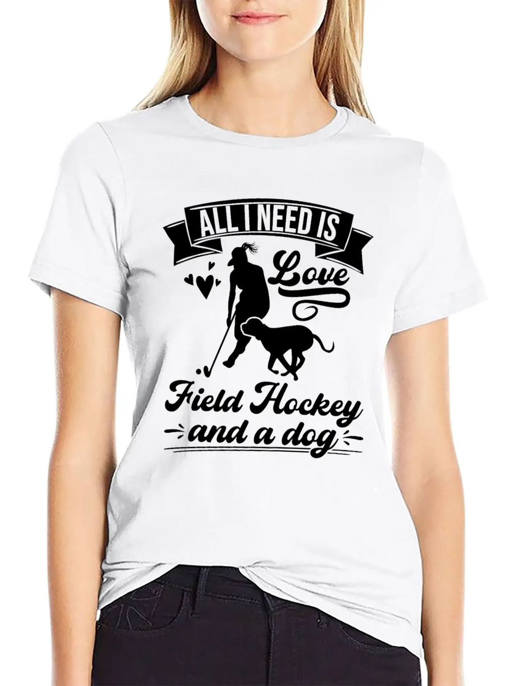 All I Need Love Field Hockey And A Dog Basic Graphic T-Shirt – Daily Comfort In Soft Cotton
