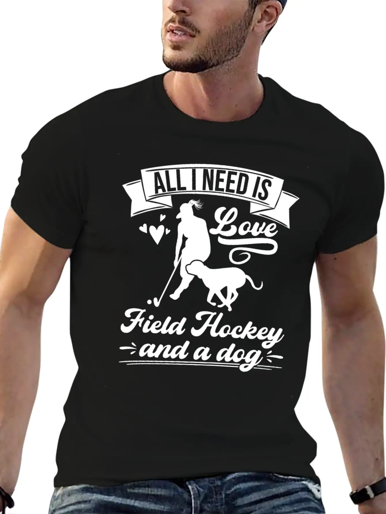 All I Need Love Field Hockey And A Dog Basic Graphic T-Shirt – Daily Comfort In Soft Cotton