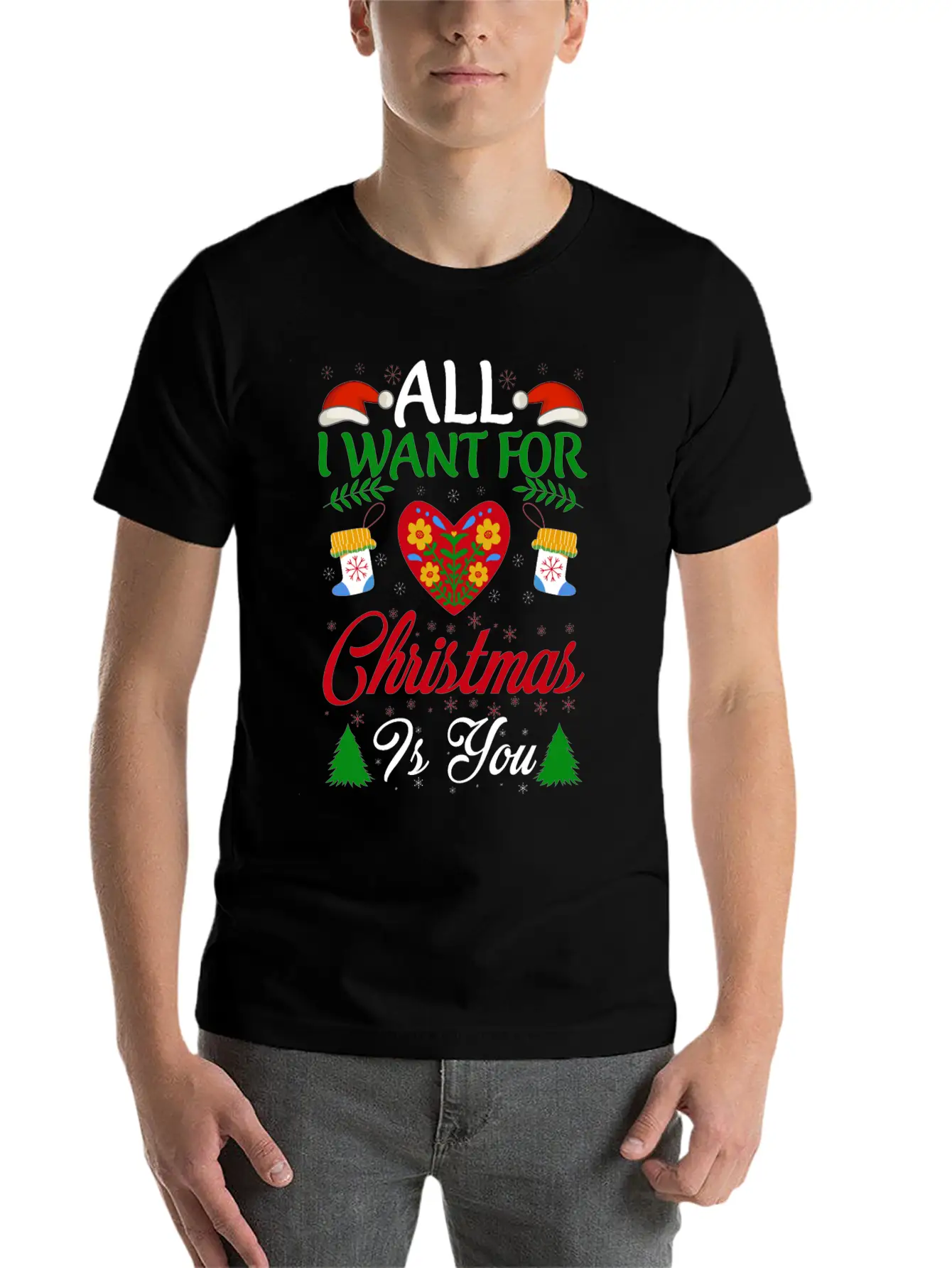 All I Want For Christmas Is You Breathable Soft Cotton T-Shirt – Timeless Casual Look