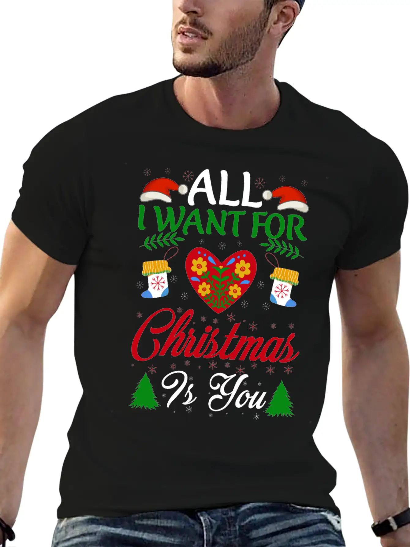 All I Want For Christmas Is You Breathable Soft Cotton T-Shirt – Timeless Casual Look