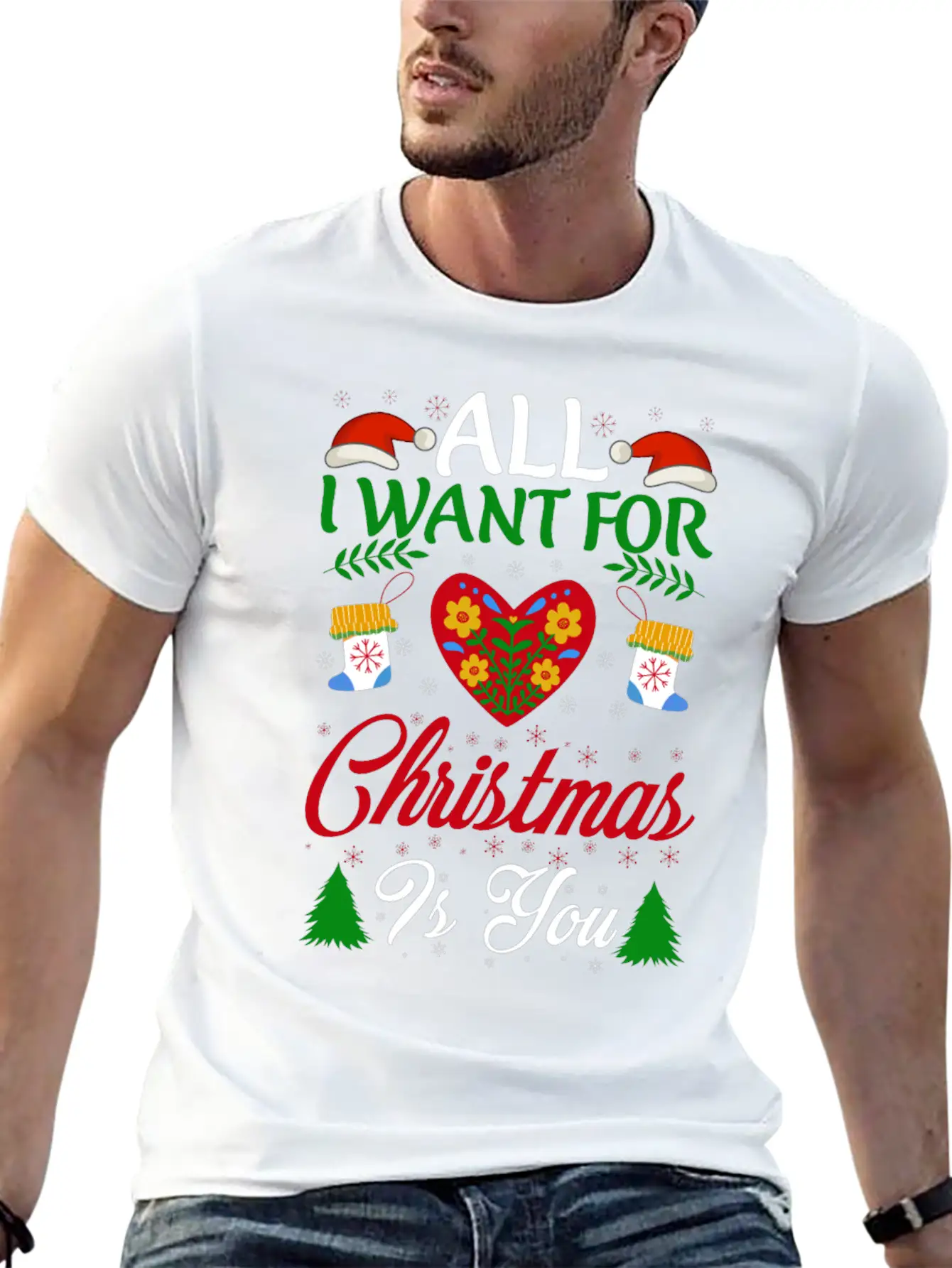 All I Want For Christmas Is You Breathable Soft Cotton T-Shirt – Timeless Casual Look