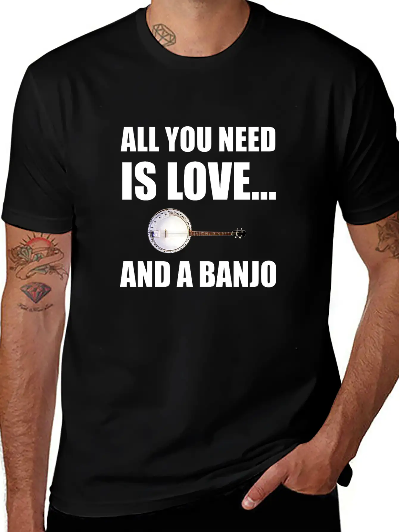 All You Need Is Love And A Banjo Funny Breathable Graphic T-Shirt – Perfect For Casual Days