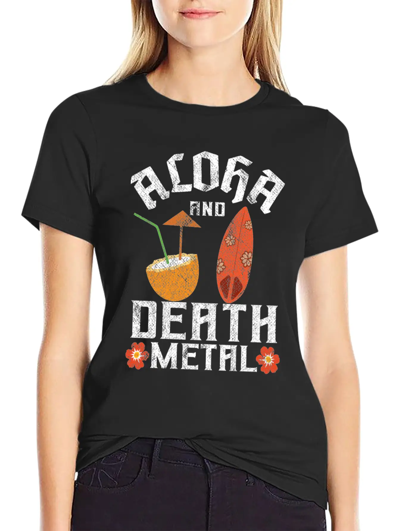 Aloha And Death Metal Funny Heavy Metal Unisex Casual T-Shirt – Clean Design For Daily Comfort