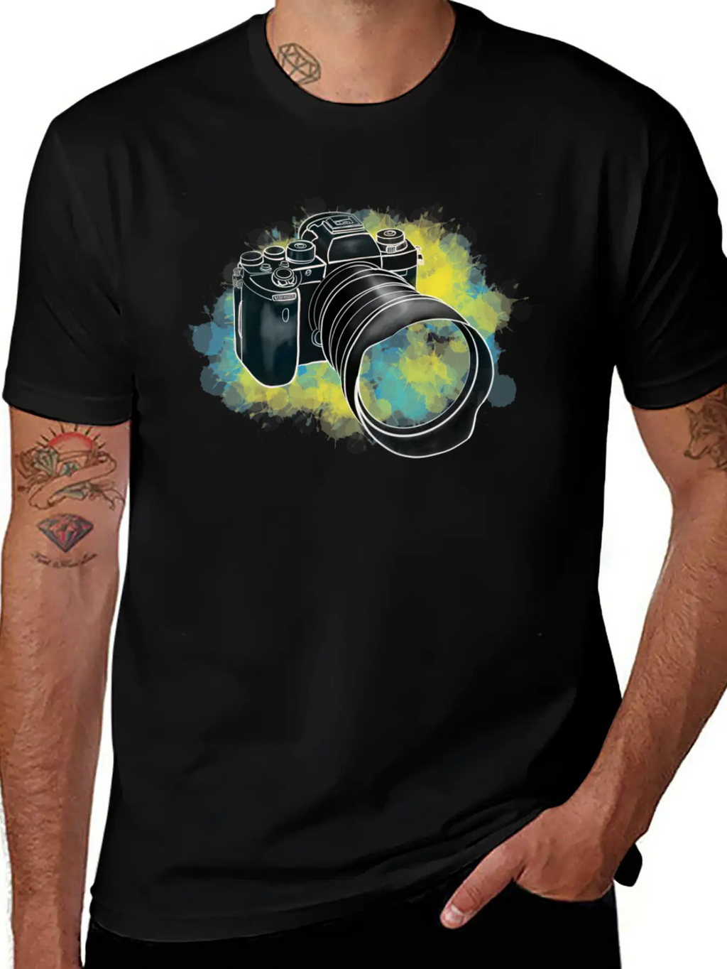 Alpha Camera Doodle Breathable Soft Cotton T-Shirt – Timeless Casual Look