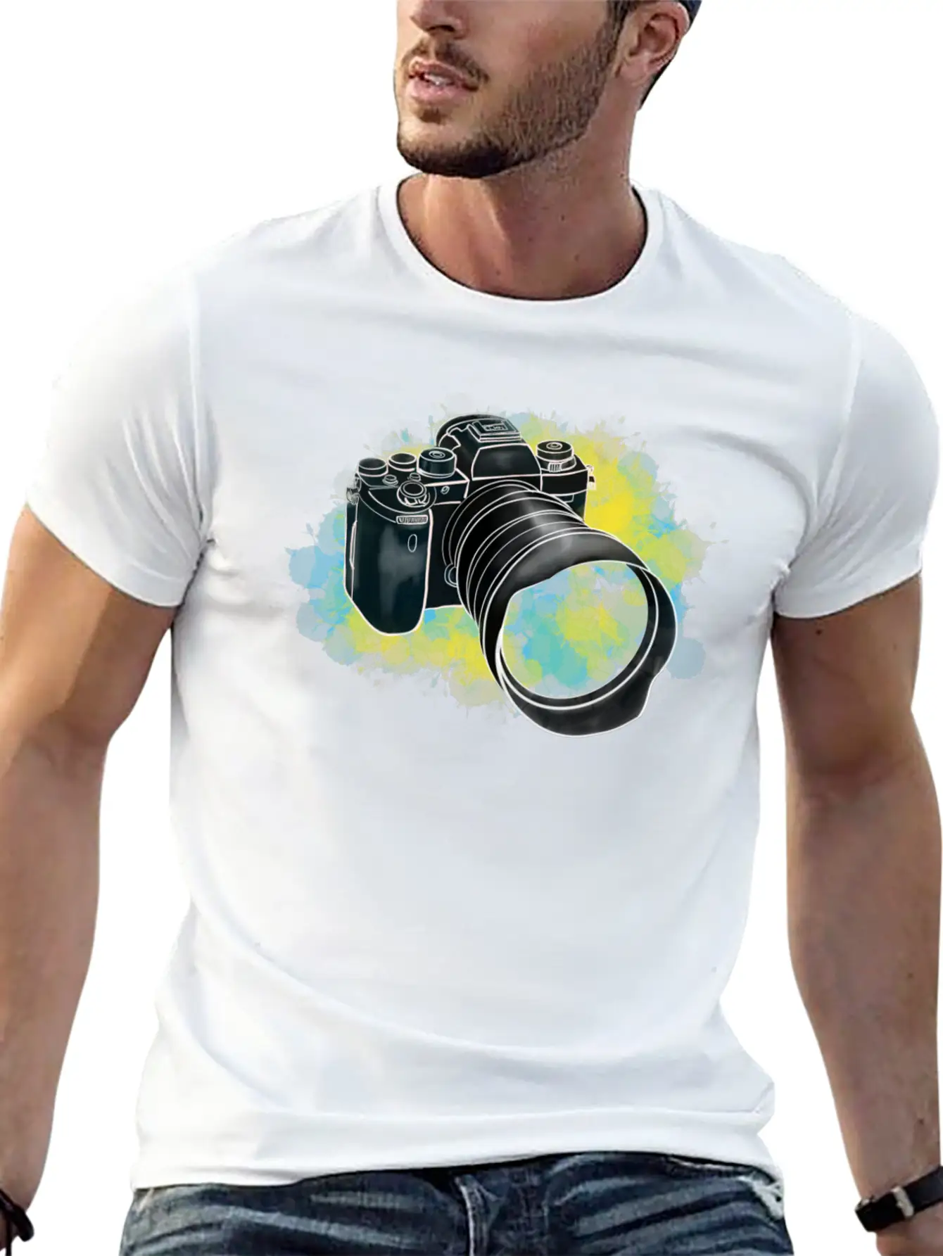Alpha Camera Doodle Breathable Soft Cotton T-Shirt – Timeless Casual Look