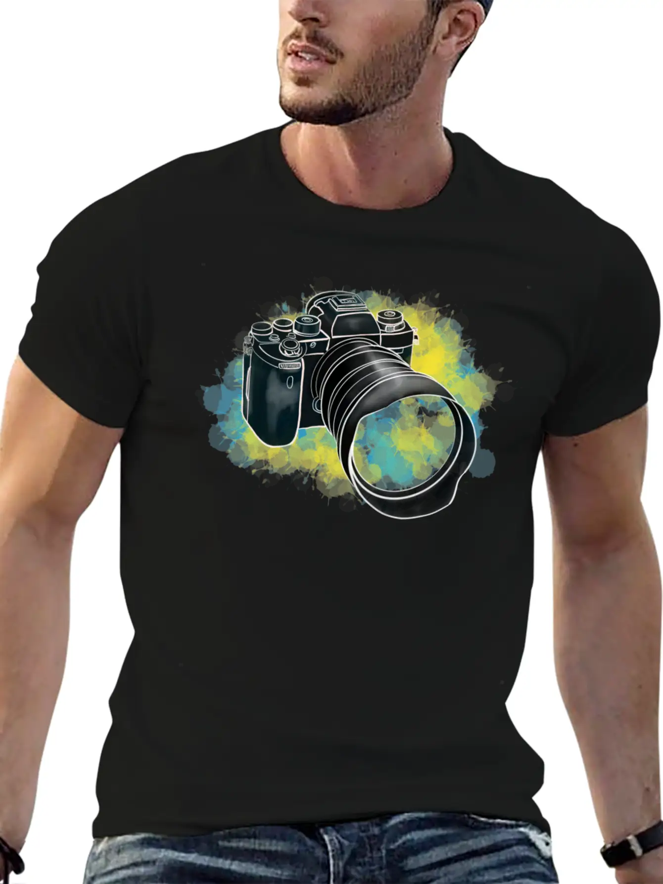 Alpha Camera Doodle Breathable Soft Cotton T-Shirt – Timeless Casual Look