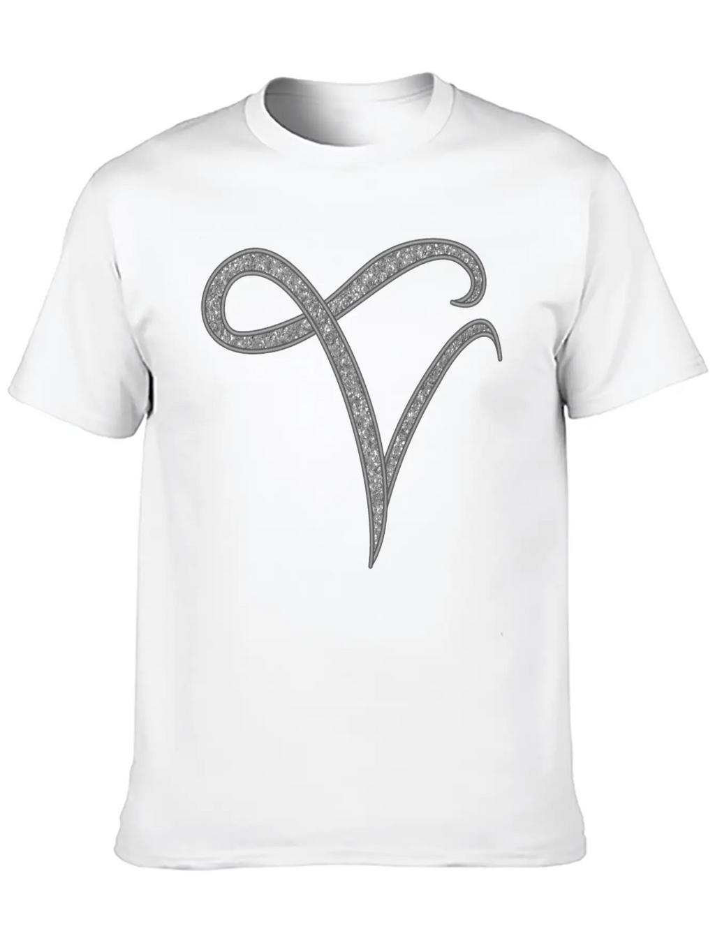 Alphabet V - Silver, Letter, Alphabet, Monogram Essential Cotton Tee For Daily Outfits – Unisex Style