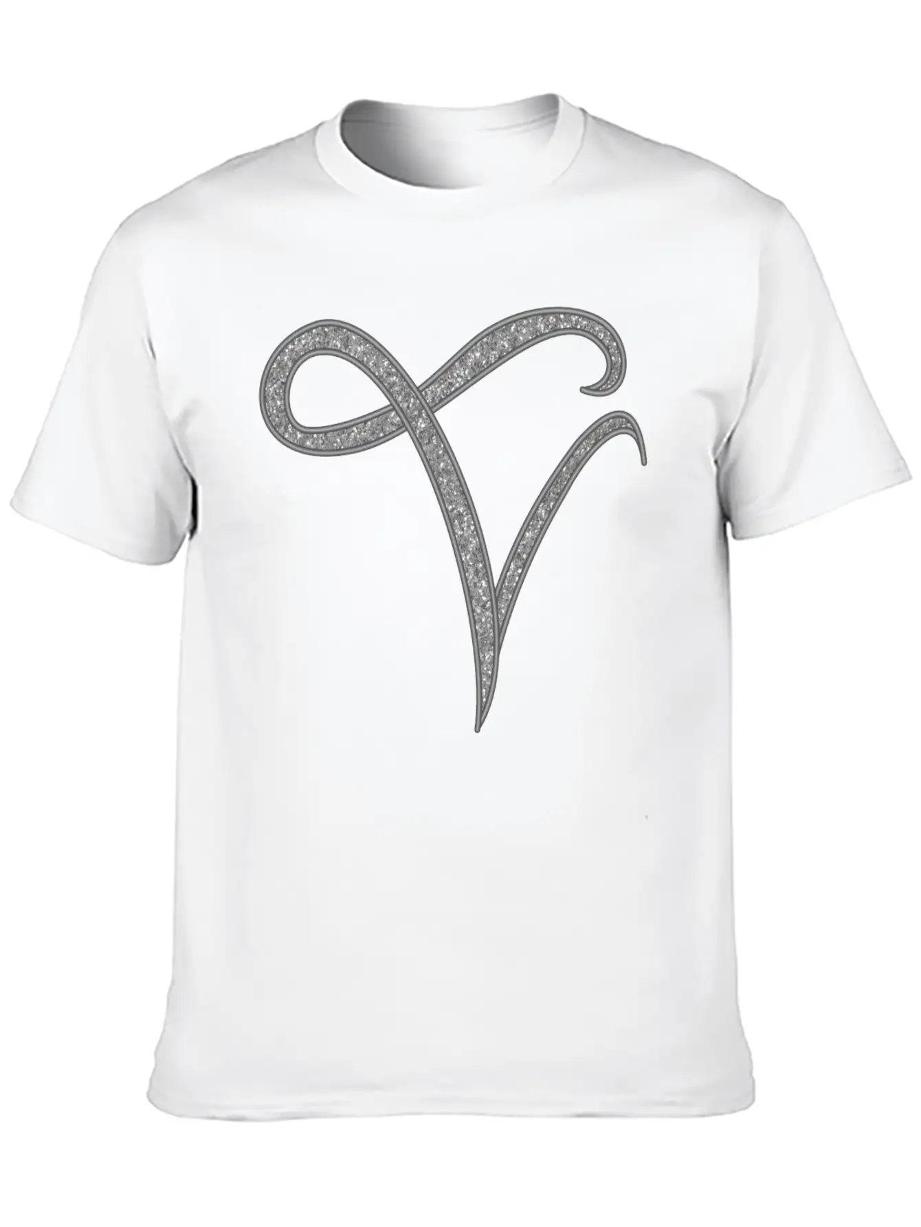 Alphabet V - Silver, Letter, Alphabet, Monogram Essential Cotton Tee For Daily Outfits – Unisex Style