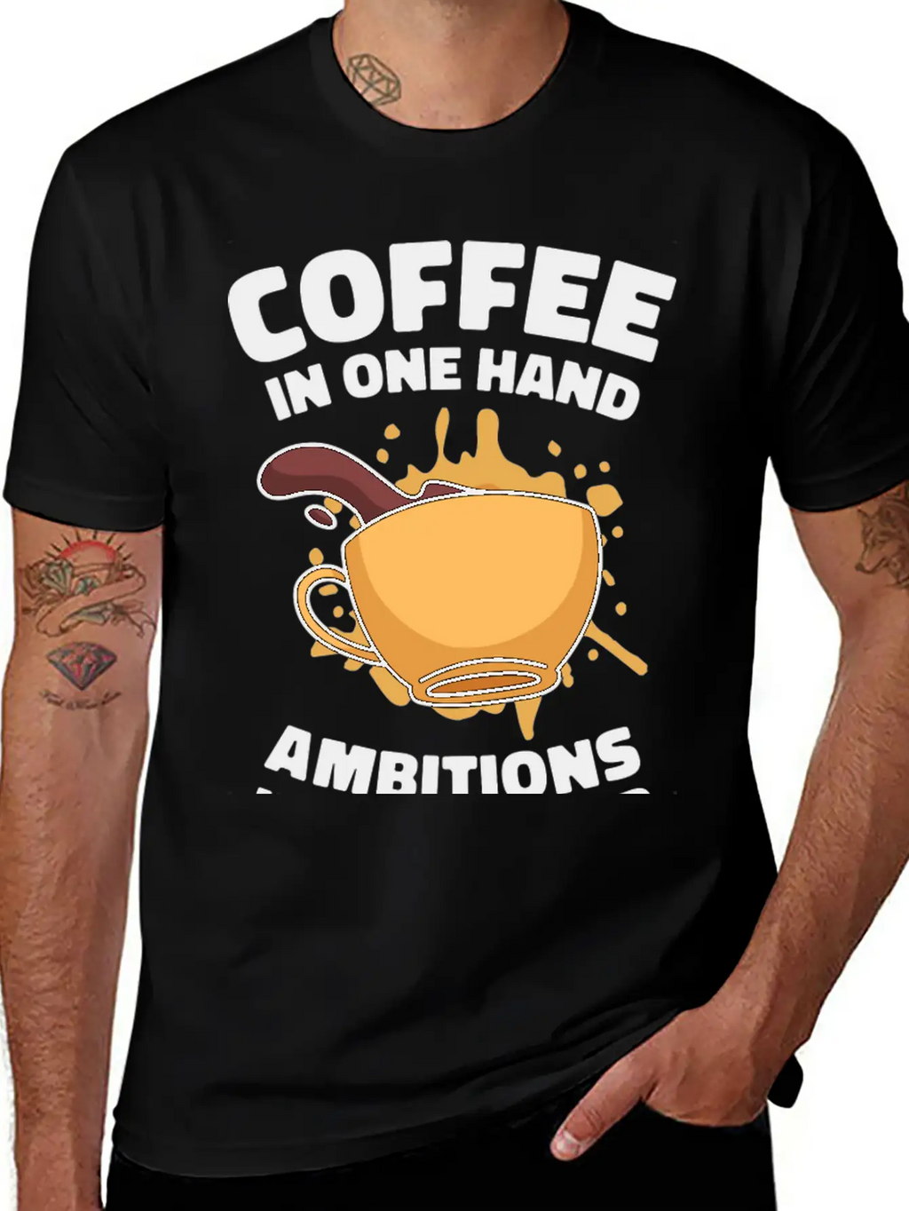 Ambition Goal Coffee Lovers Motivational Quotes Breathable Soft Cotton T-Shirt – Timeless Casual Look