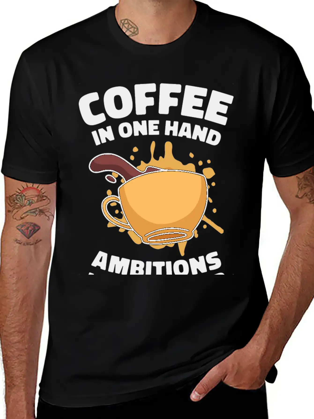 Ambition Goal Coffee Lovers Motivational Quotes Breathable Soft Cotton T-Shirt – Timeless Casual Look