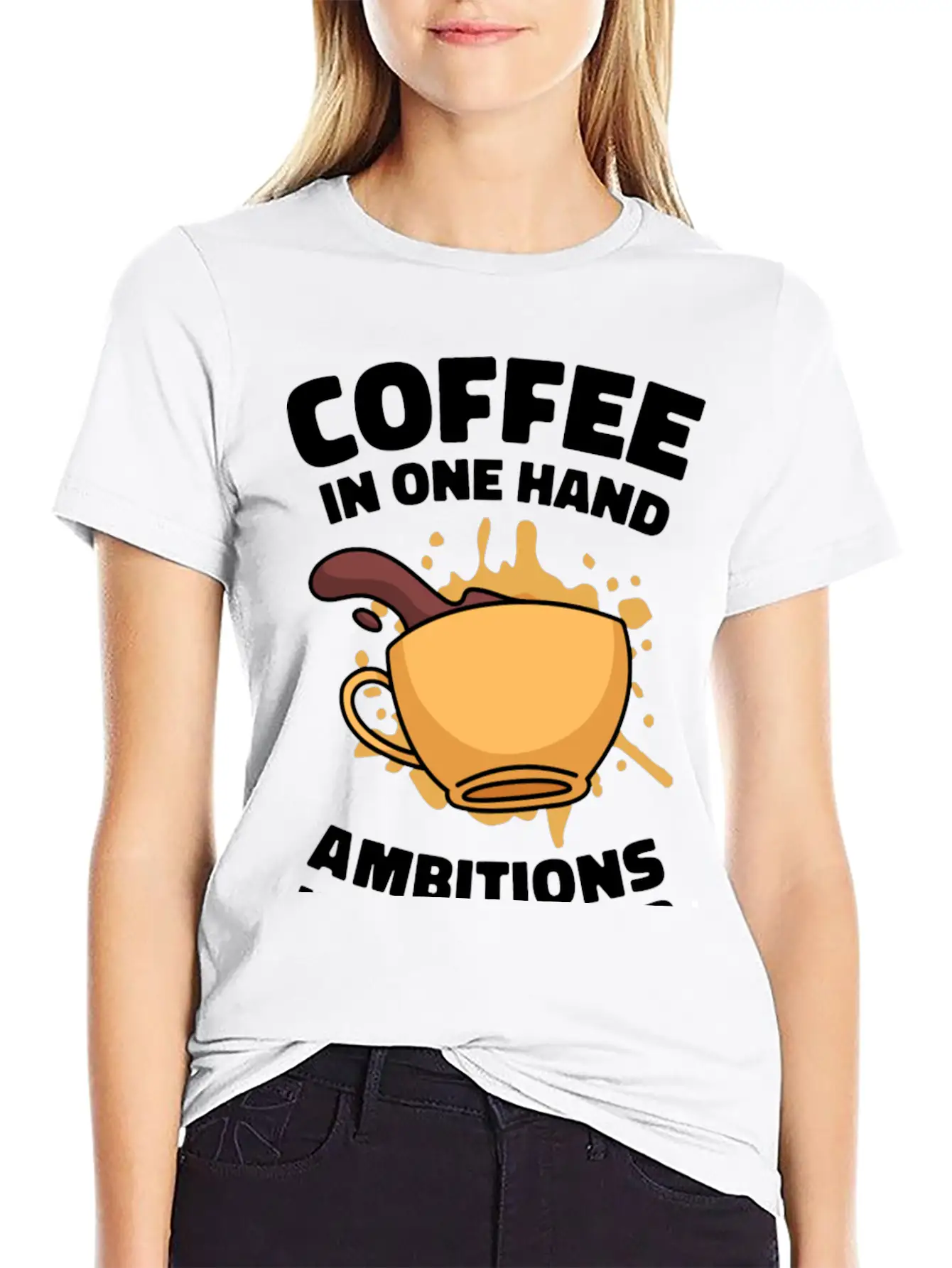 Ambition Goal Coffee Lovers Motivational Quotes Breathable Soft Cotton T-Shirt – Timeless Casual Look