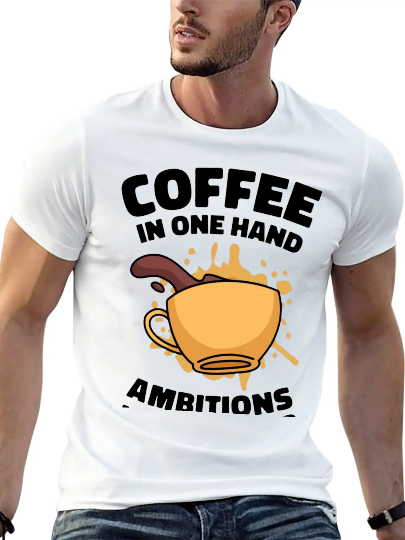 Ambition Goal Coffee Lovers Motivational Quotes Breathable Soft Cotton T-Shirt – Timeless Casual Look