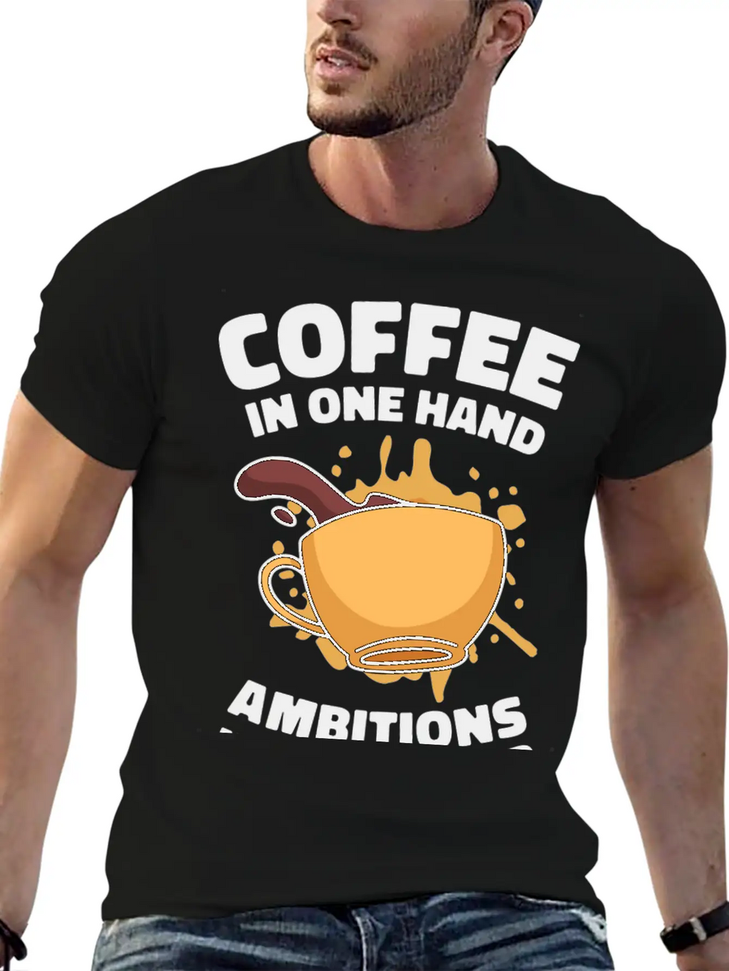Ambition Goal Coffee Lovers Motivational Quotes Breathable Soft Cotton T-Shirt – Timeless Casual Look