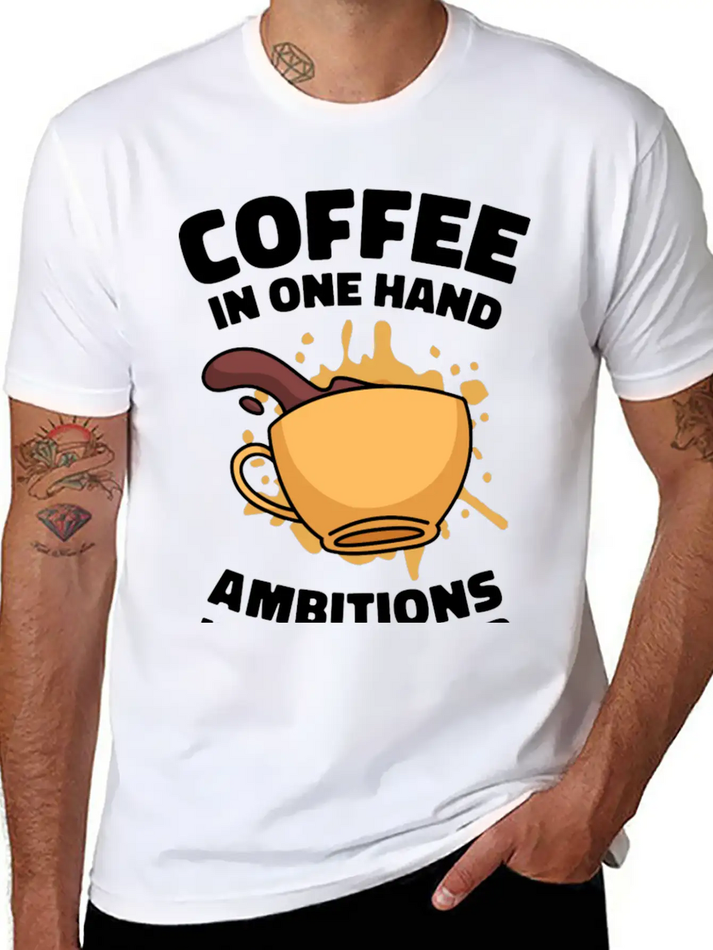 Ambition Goal Coffee Lovers Motivational Quotes Breathable Soft Cotton T-Shirt – Timeless Casual Look