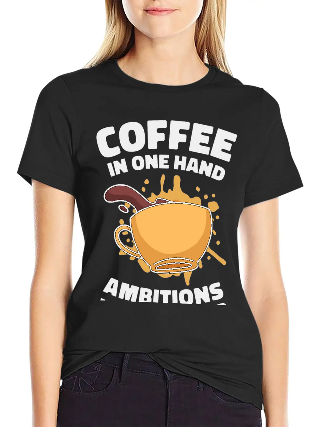 Ambition Goal Coffee Lovers Motivational Quotes Breathable Soft Cotton T-Shirt – Timeless Casual Look