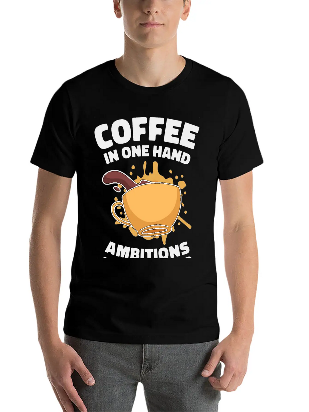 Ambition Goal Coffee Lovers Motivational Quotes Breathable Soft Cotton T-Shirt – Timeless Casual Look