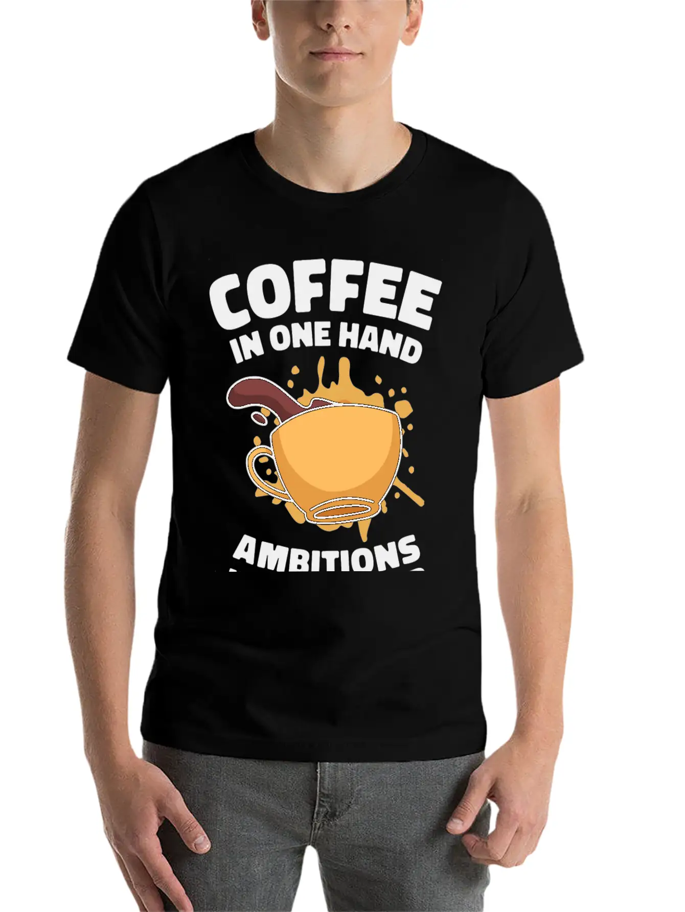 Ambition Goal Coffee Lovers Motivational Quotes Breathable Soft Cotton T-Shirt – Timeless Casual Look