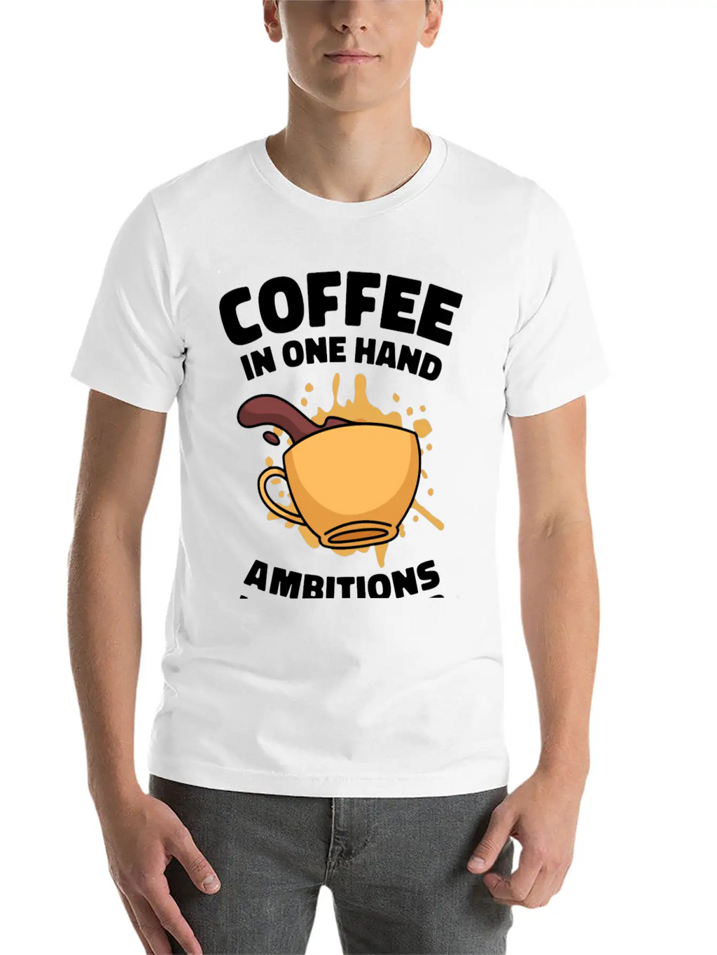 Ambition Goal Coffee Lovers Motivational Quotes Breathable Soft Cotton T-Shirt – Timeless Casual Look
