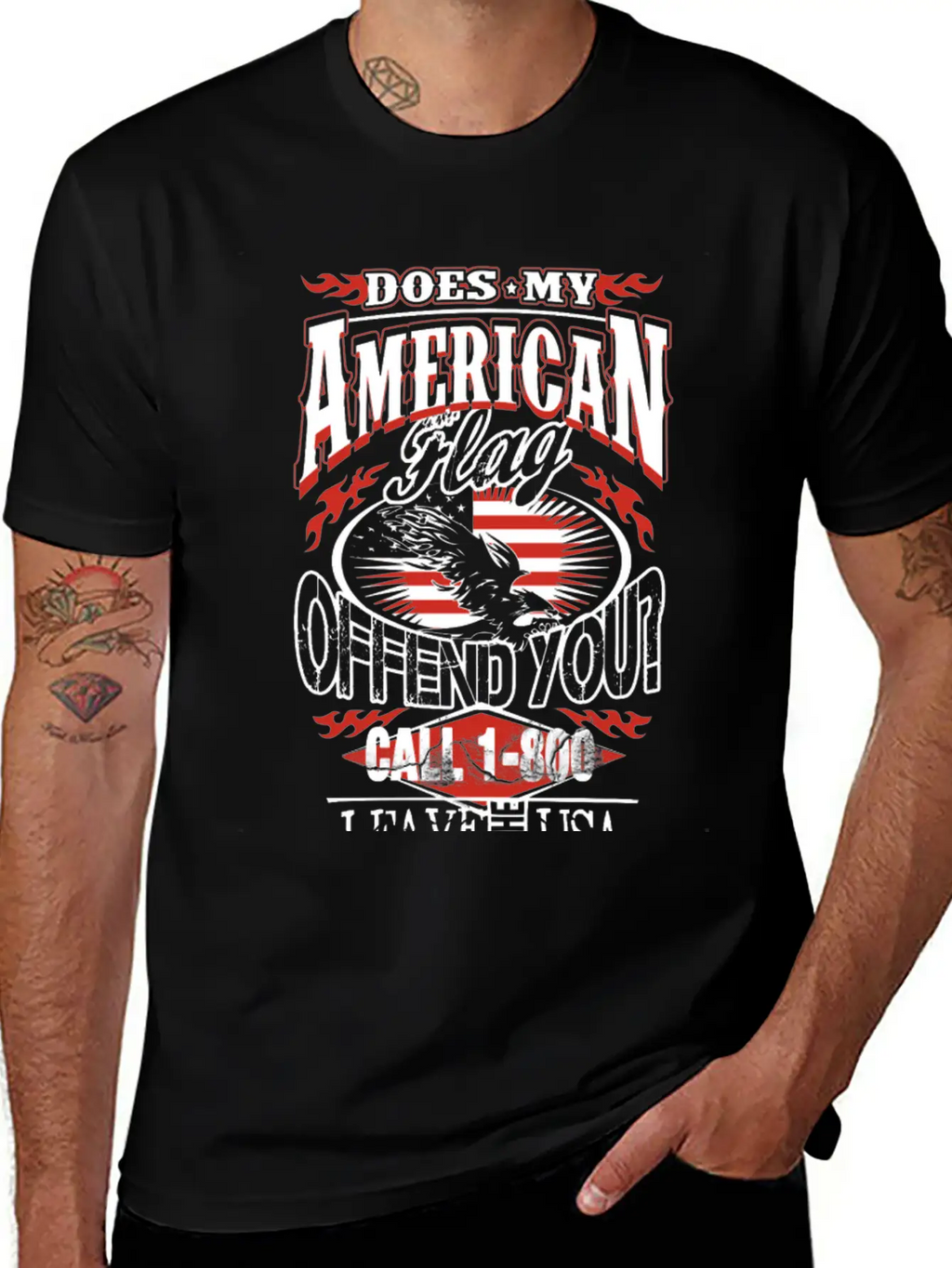 American-Does My American Flag Offend You? Breathable Soft Cotton T-Shirt – Timeless Casual Look