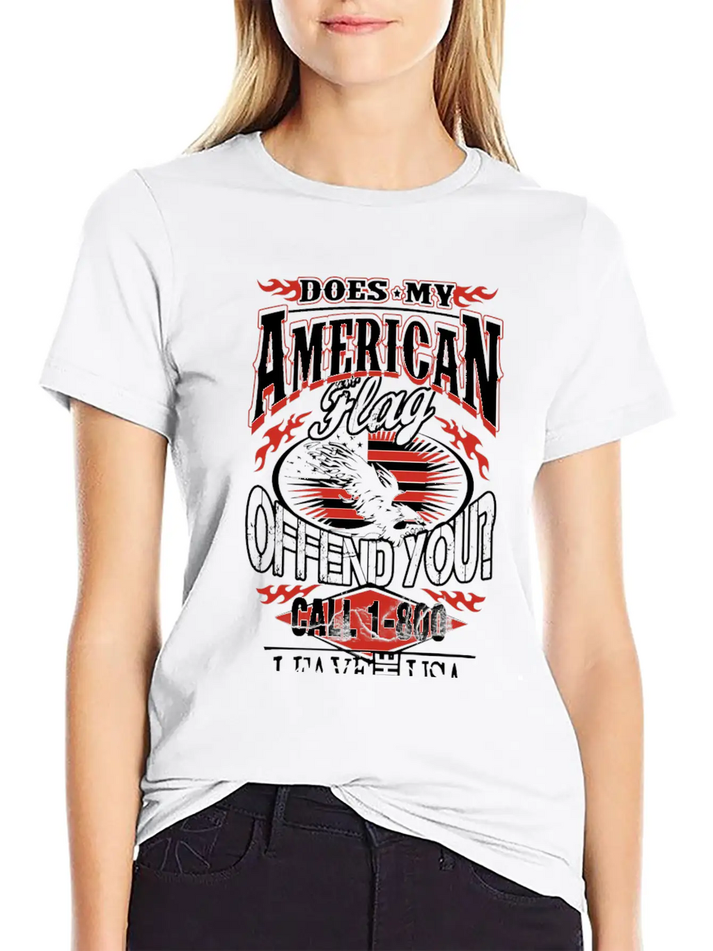 American-Does My American Flag Offend You? Breathable Soft Cotton T-Shirt – Timeless Casual Look