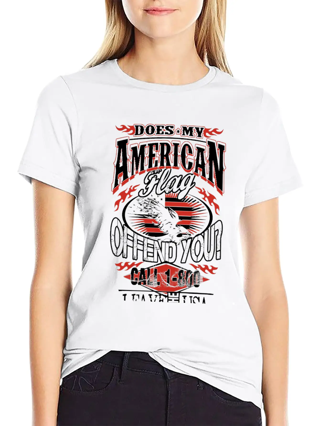 American-Does My American Flag Offend You? Breathable Soft Cotton T-Shirt – Timeless Casual Look