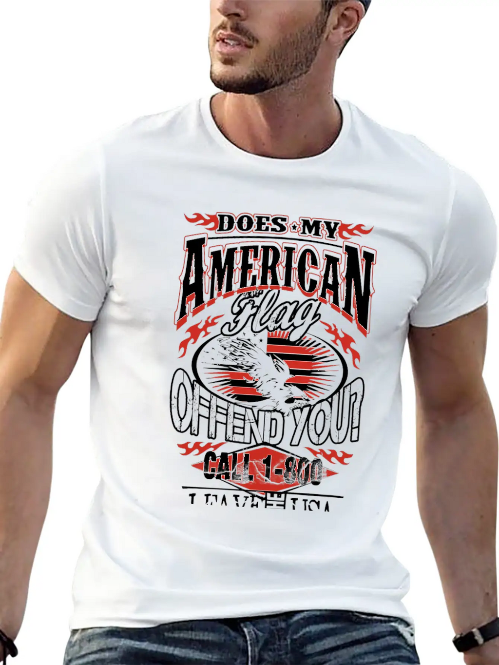 American-Does My American Flag Offend You? Breathable Soft Cotton T-Shirt – Timeless Casual Look