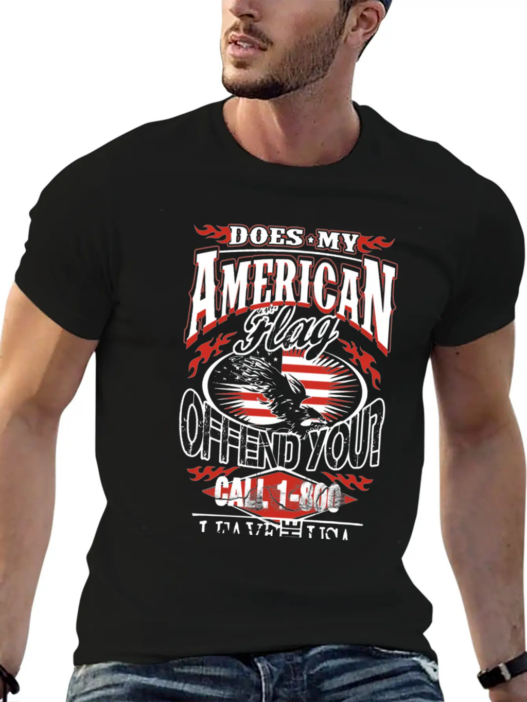 American-Does My American Flag Offend You? Breathable Soft Cotton T-Shirt – Timeless Casual Look