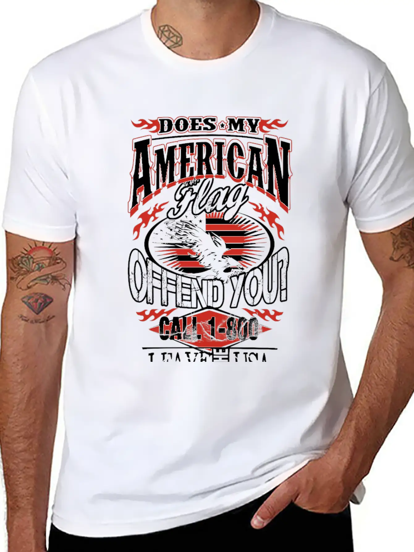 American-Does My American Flag Offend You? Breathable Soft Cotton T-Shirt – Timeless Casual Look