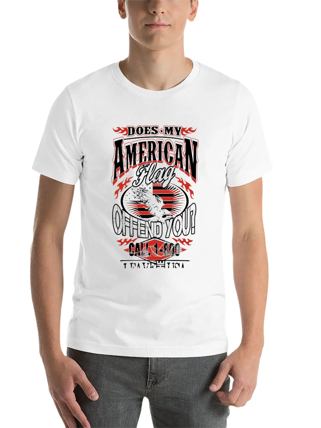 American-Does My American Flag Offend You? Breathable Soft Cotton T-Shirt – Timeless Casual Look