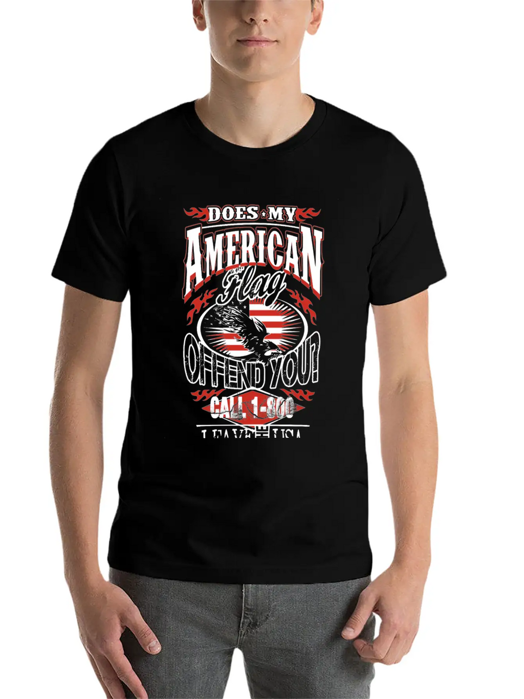 American-Does My American Flag Offend You? Breathable Soft Cotton T-Shirt – Timeless Casual Look