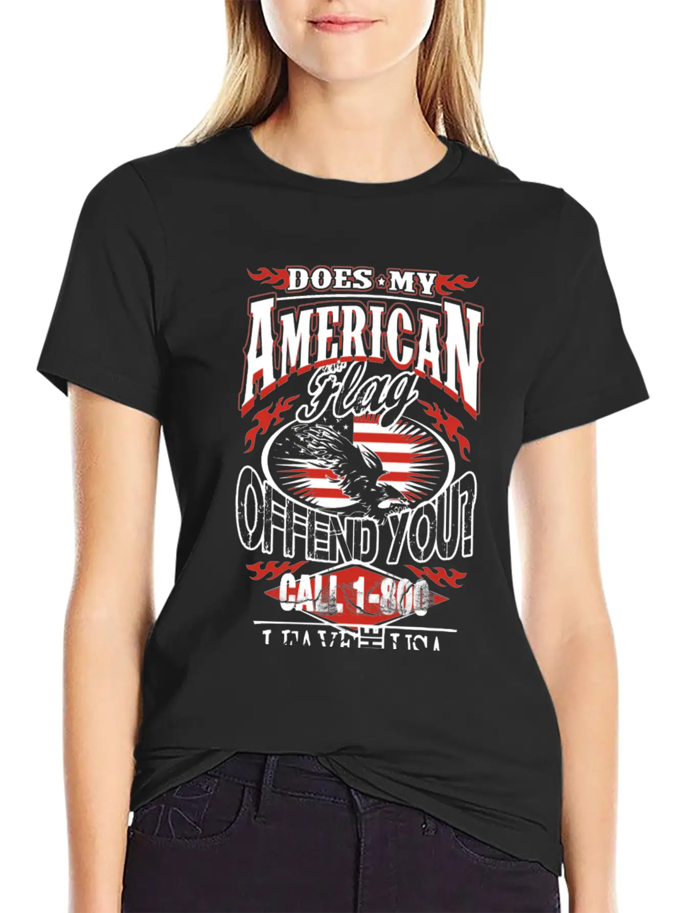 American-Does My American Flag Offend You? Breathable Soft Cotton T-Shirt – Timeless Casual Look