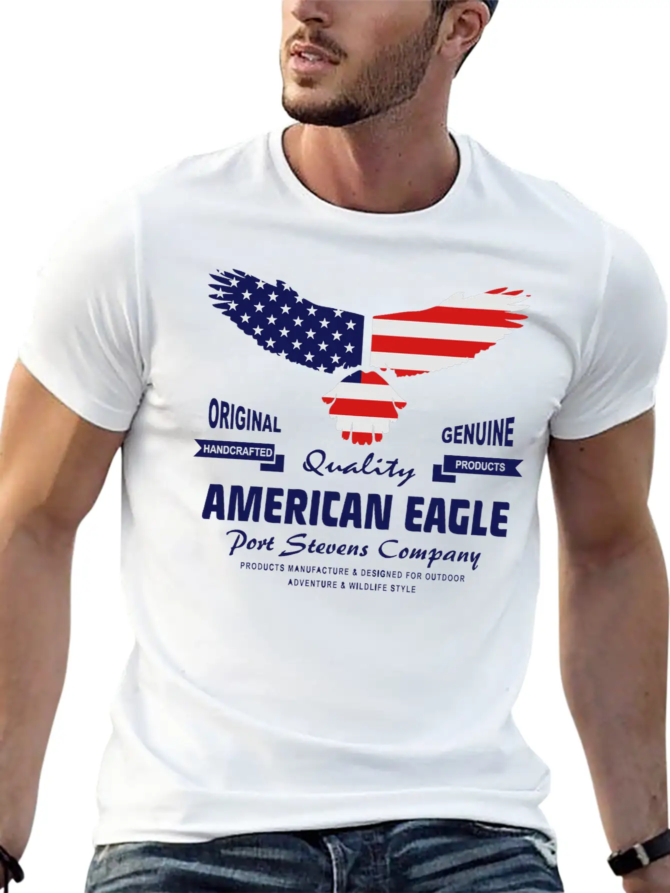 American Eagle - USA Flag Breathable Soft Cotton T-Shirt – Timeless Casual Look