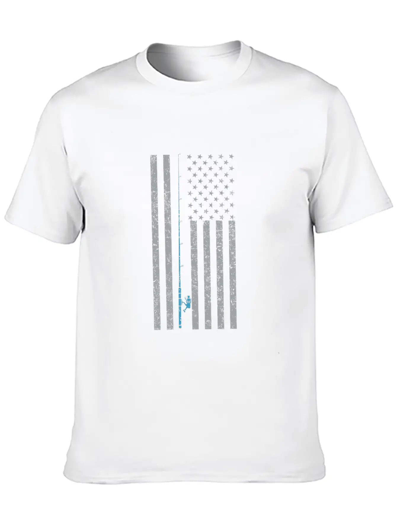 American Flag Fishing Vintage T Shirt Design Breathable Soft Cotton T-Shirt – Timeless Casual Look