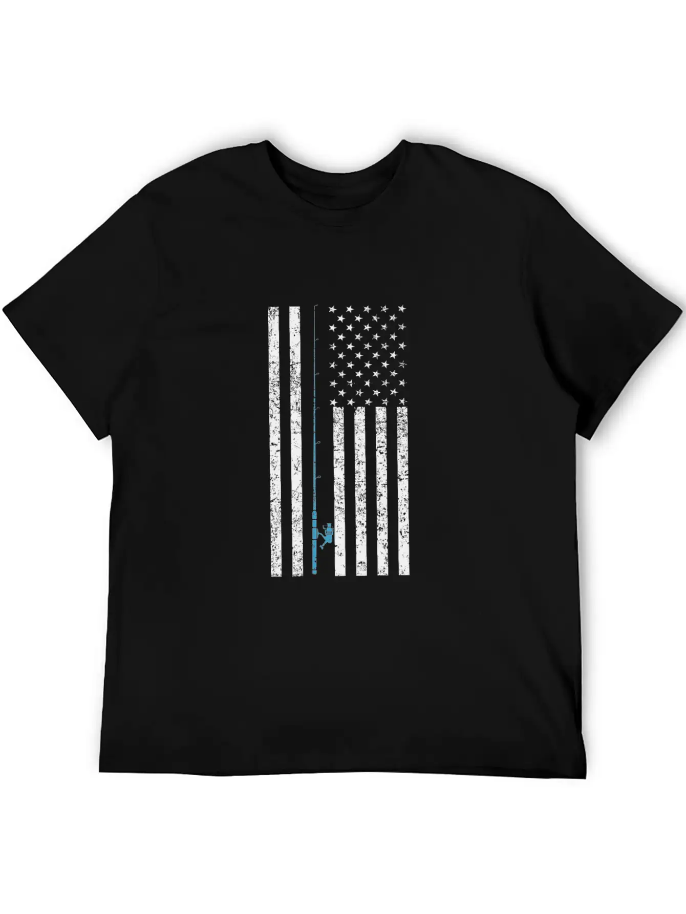 American Flag Fishing Vintage T Shirt Design Breathable Soft Cotton T-Shirt – Timeless Casual Look