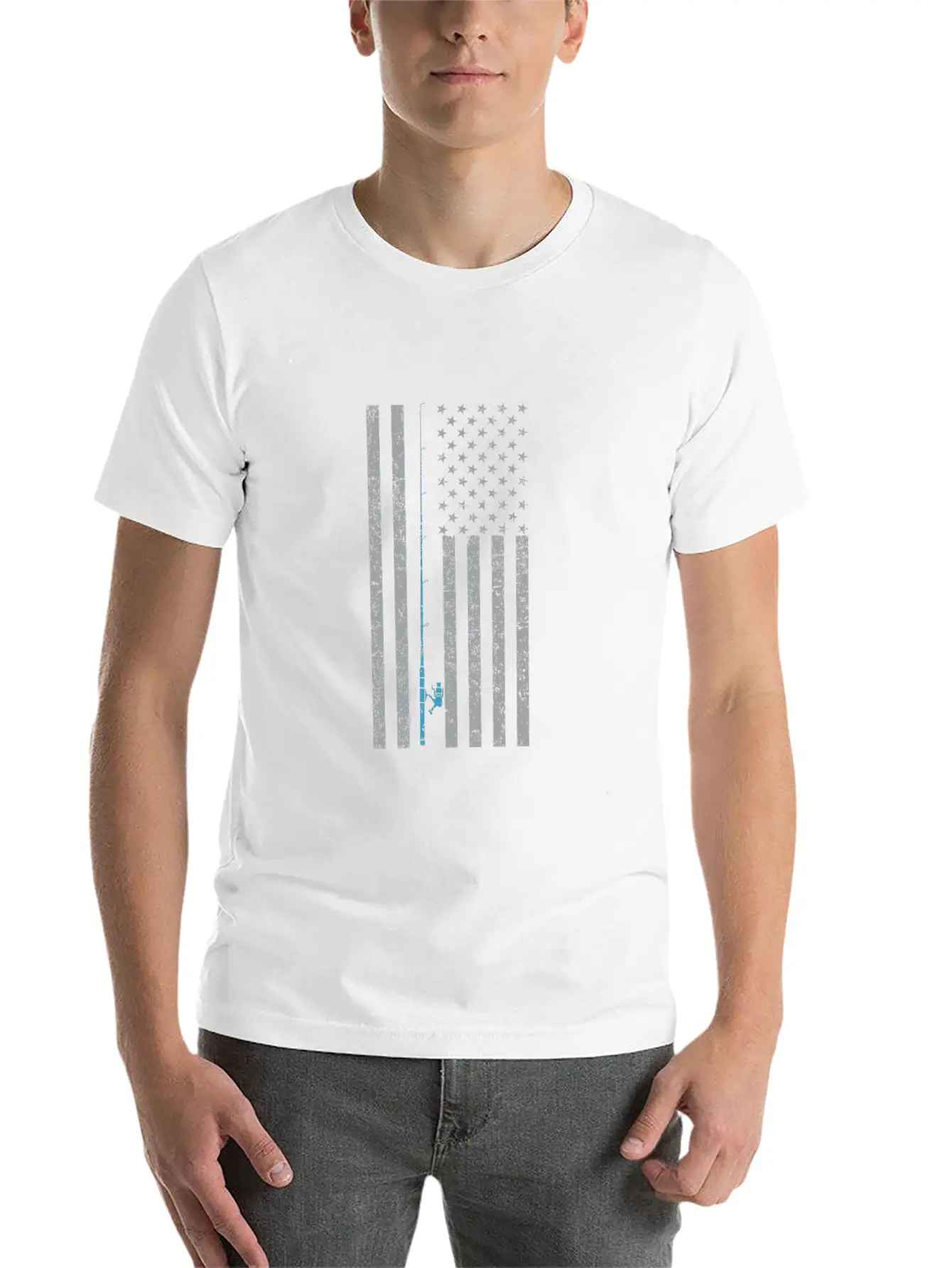 American Flag Fishing Vintage T Shirt Design Breathable Soft Cotton T-Shirt – Timeless Casual Look